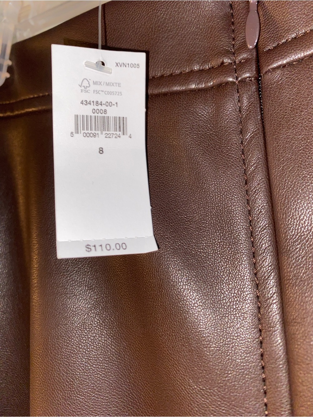 Banana Republic Brown Leather Midi Skirt sz 8 - Picture 4 of 5